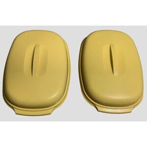 2 Vintage Tupperware Gold Microwave Steamer 3-Piece Sets #1274